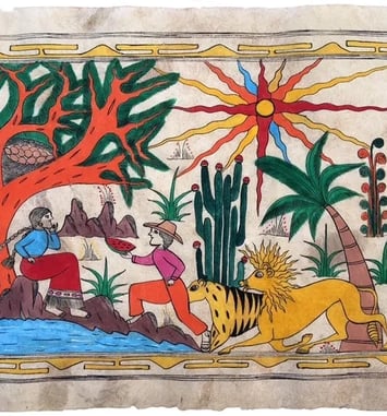 Découverte de l'exposition et du récit « Le Tigre et la Lionne » : Empreintes des Nahualts et des Espagnols du Mexique
