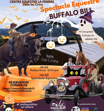Spectacle équestre : Buffalo Bill, bison et frissons