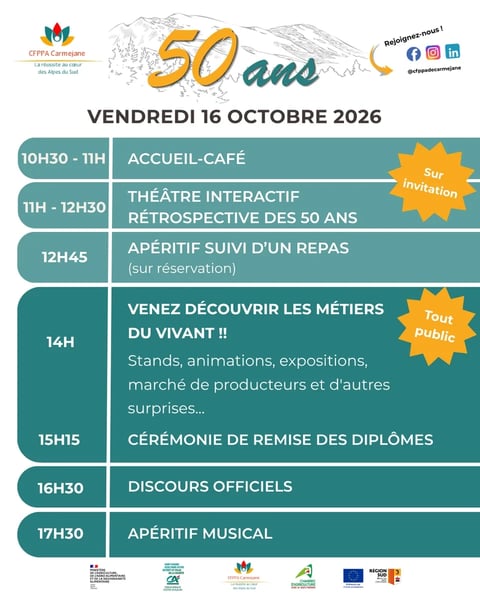 50 ans du Centre de Formation Professionnelle de Carmejane